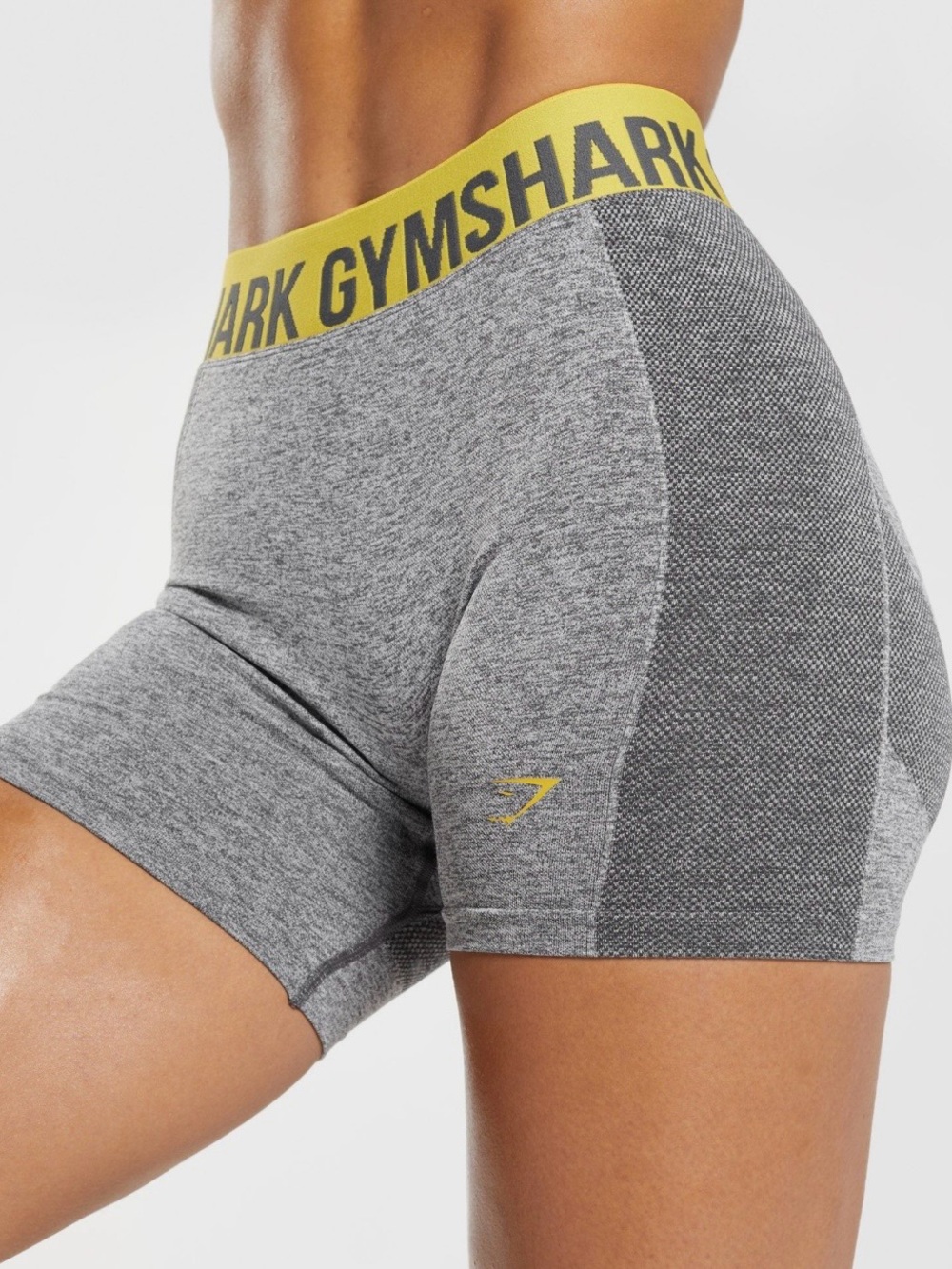 Gymshark Seamless Flex High-Waist Training Shorts - Yellow/Gray Medium